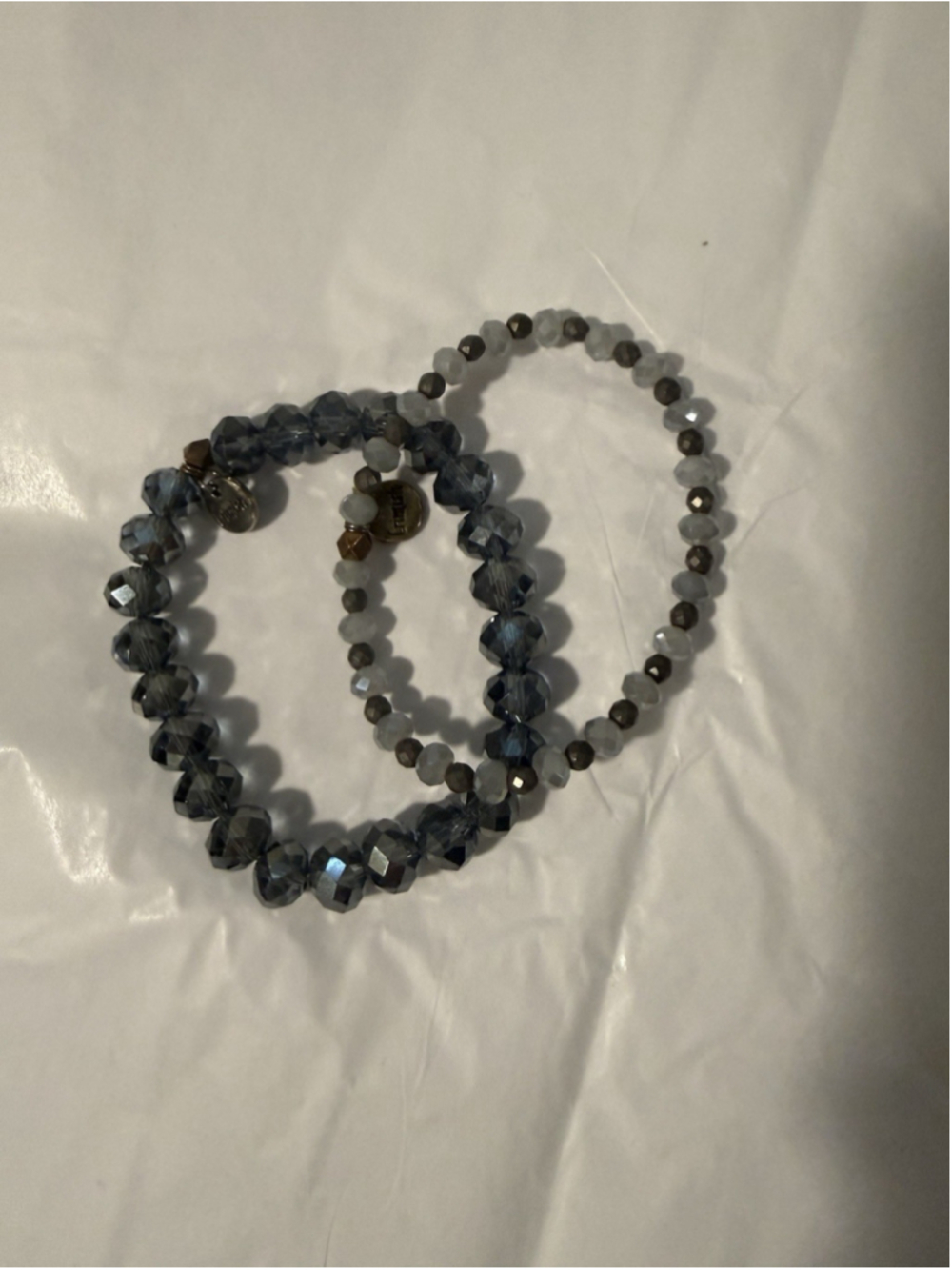 Erimish Bracelet Beaded Stretch Stack Grey / Grey Blue - Lot of 2